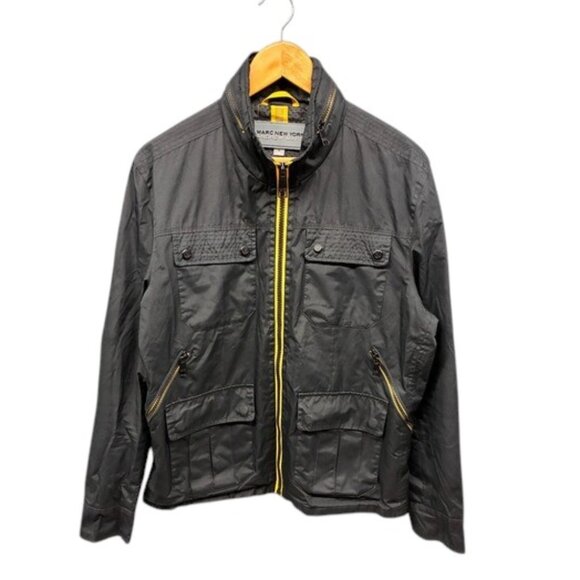 Marc New York Andrew Marc Jacket Mens M Black Zip Up Utility Pockets Casual Coat - Picture 1 of 9